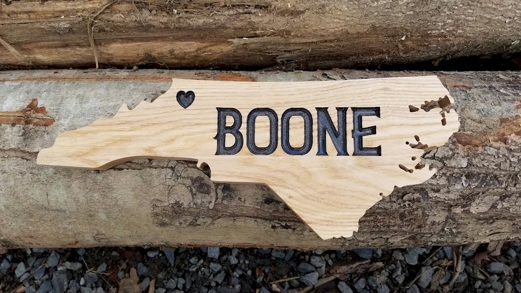 "Boone" North Carolina Shaped Carved Sign