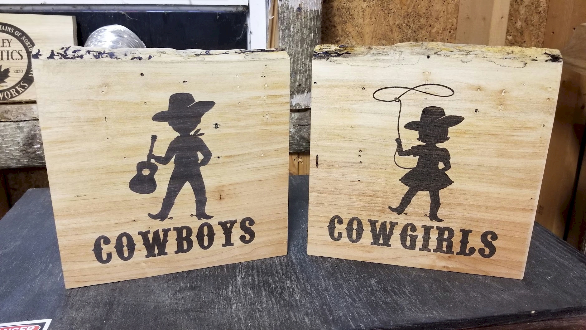 Live Edge Cowboys/Cowgirls (Laser Engraved) Signs