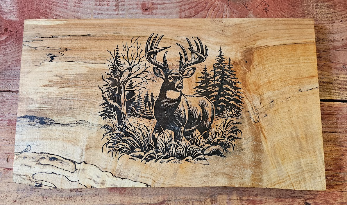 Live Edge Buck in the Woods Board (Wall Hanger or Charcuterie Board)