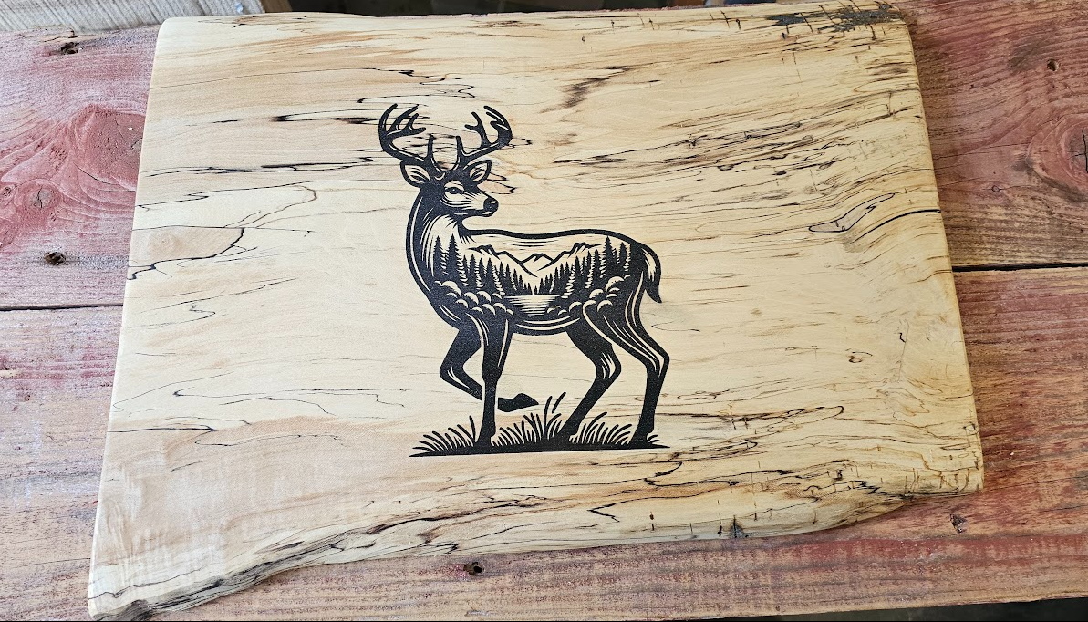 Large Live Edge Buck with Mountain Board (Wall Hanger or Charcuterie Board)