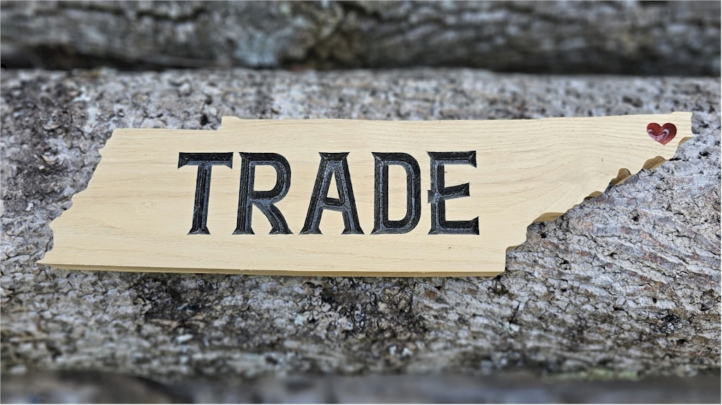 "Trade" Tennessee Shaped Carved Sign