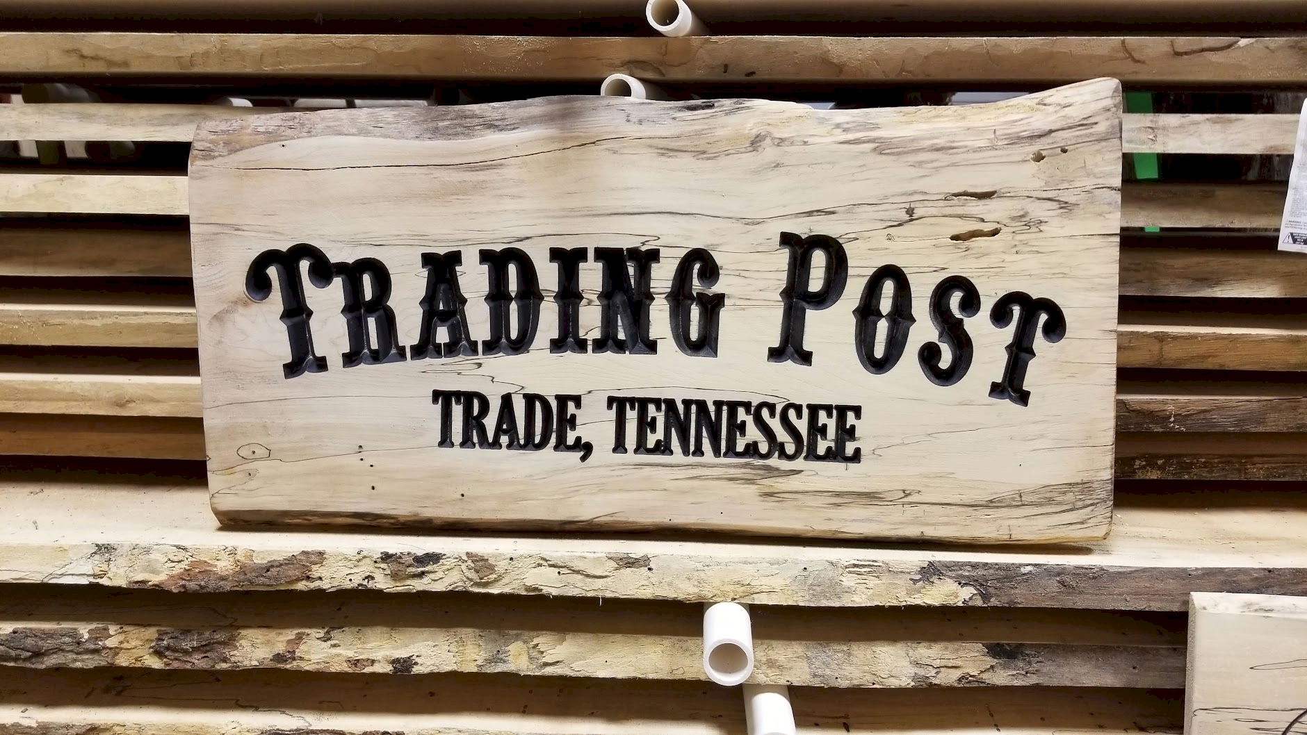 Live Edge "Trading Post - Trade, Tennesse" Sign